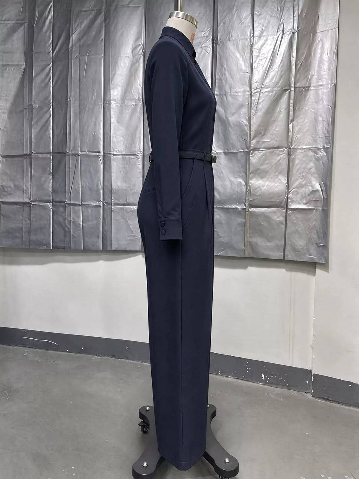 Button Front Wide-Leg Jumpsuit — side view
