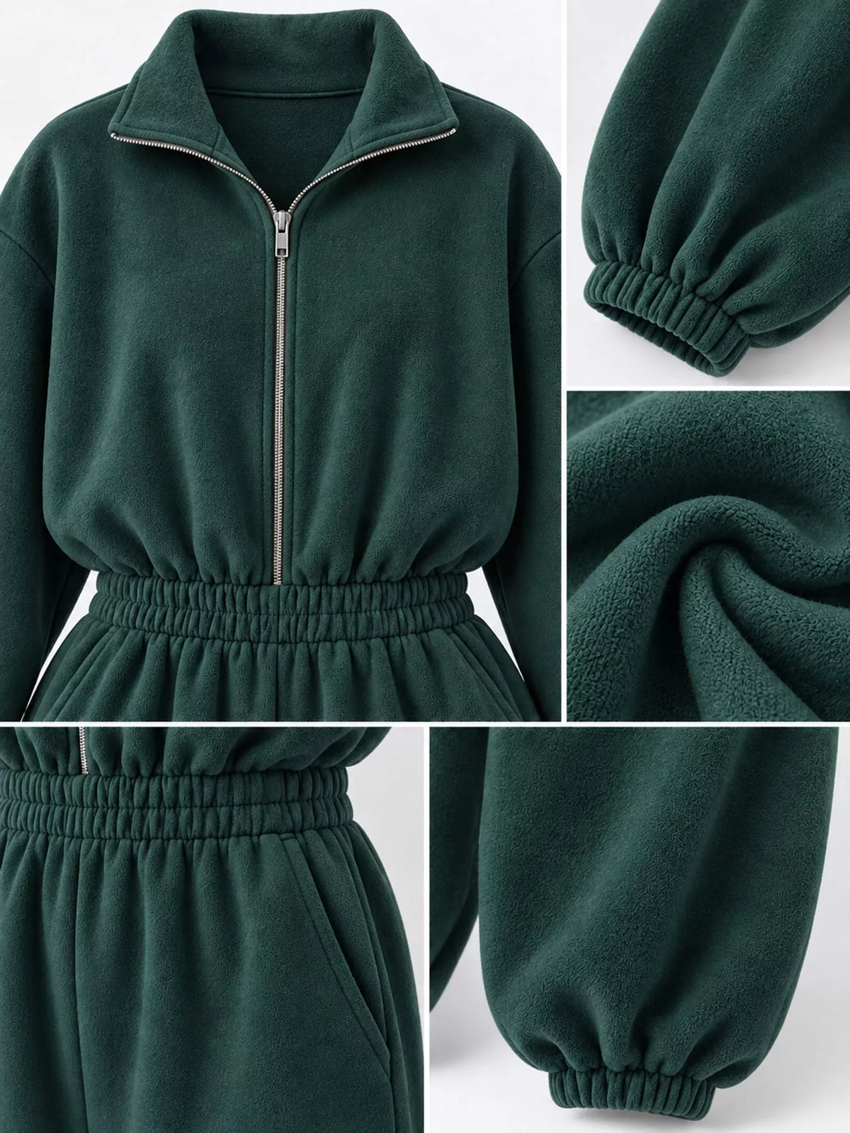 Zip Front Long Sleeve Jumpsuit — construction details