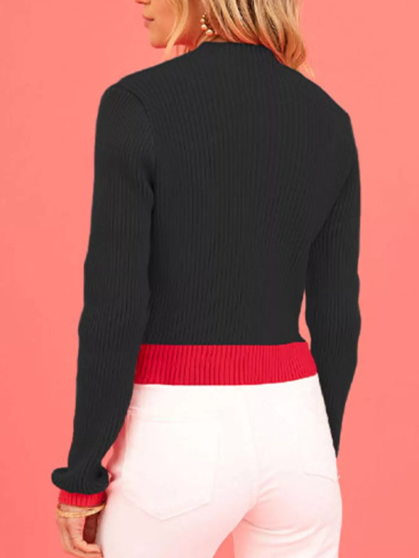 Trendsi Color-Block Heart Pattern Ribbed Knit Sweater -