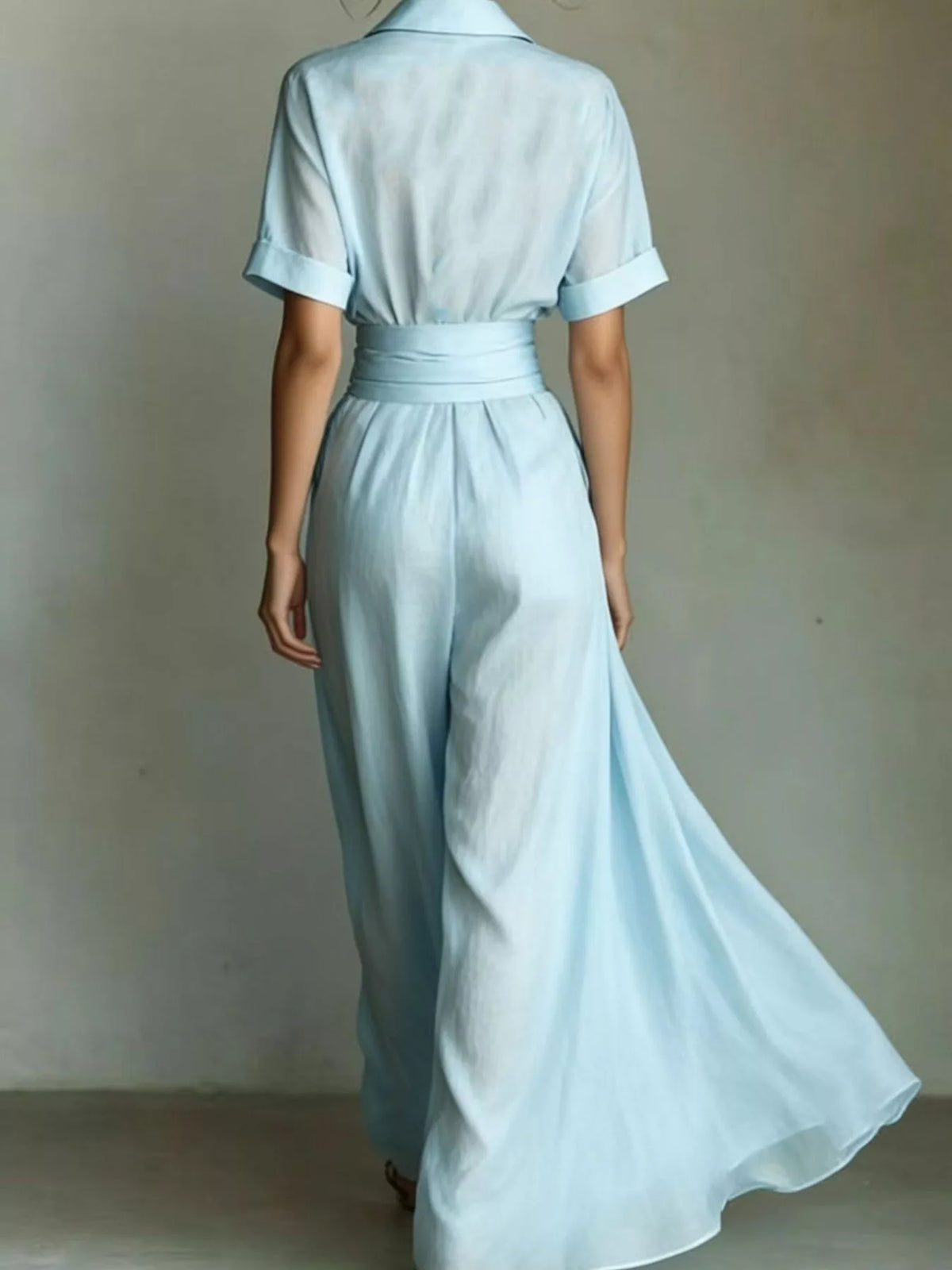 Maxi shirt dress, blue back