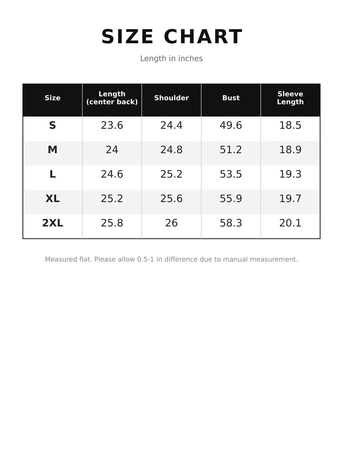 Size chart for contrast lapel plaid jacket