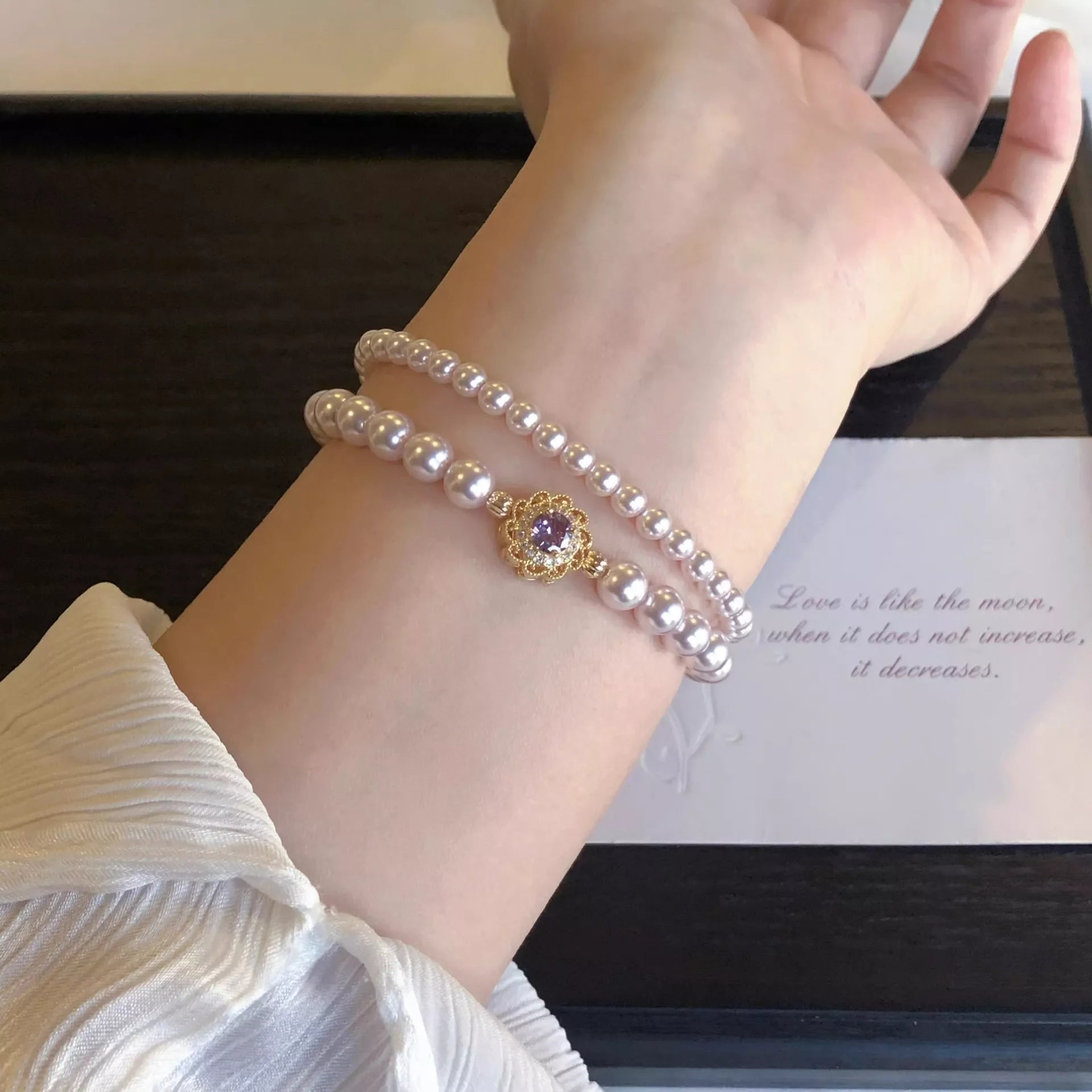 Trendsi 18K Gold-Plated Pearl Bracelet -