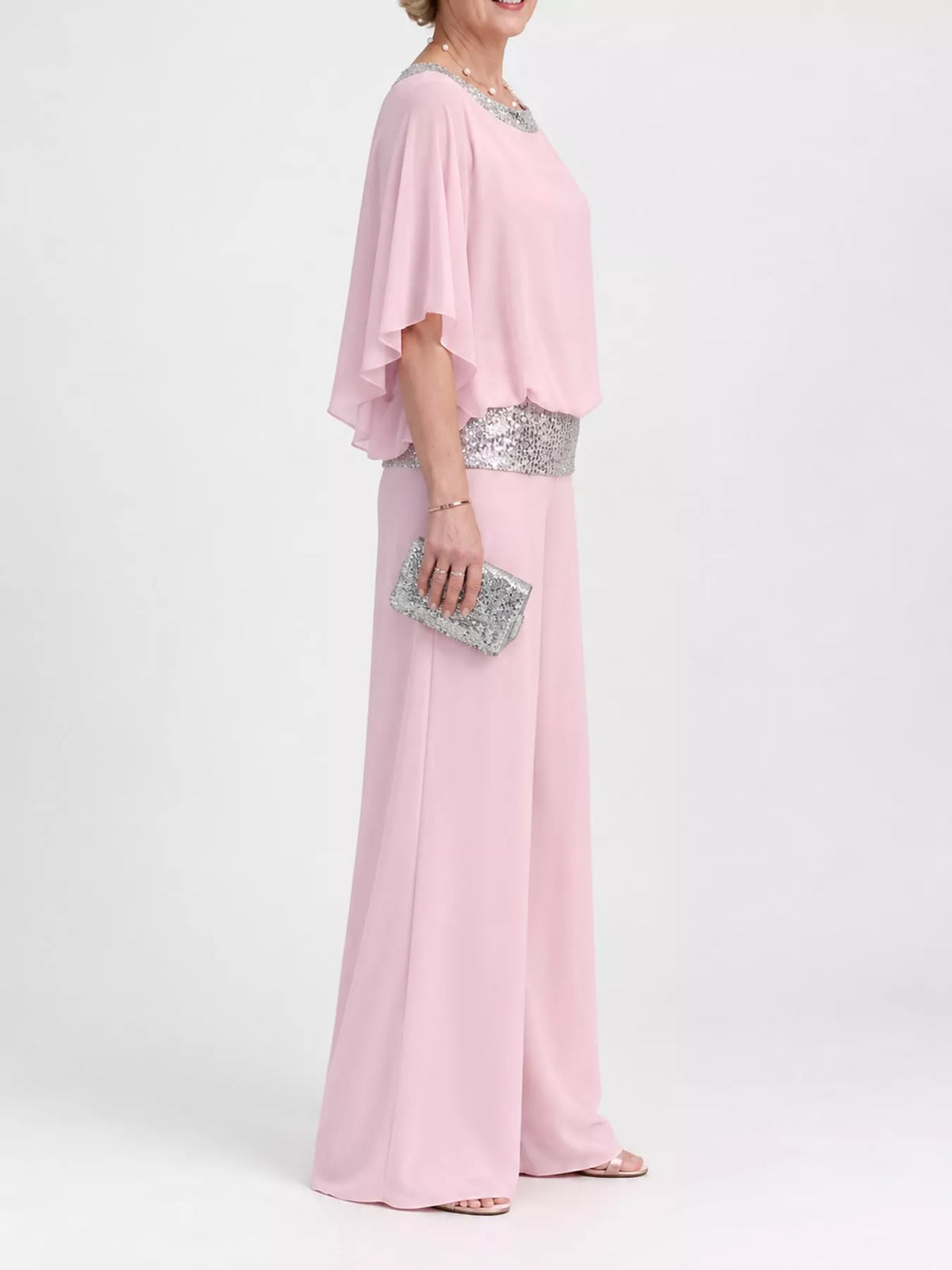 Chiffon Top and Wide-Leg Pants Set — side view