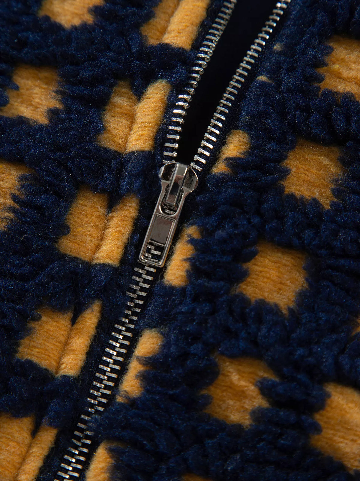 Black plaid sherpa fleece zip up jacket