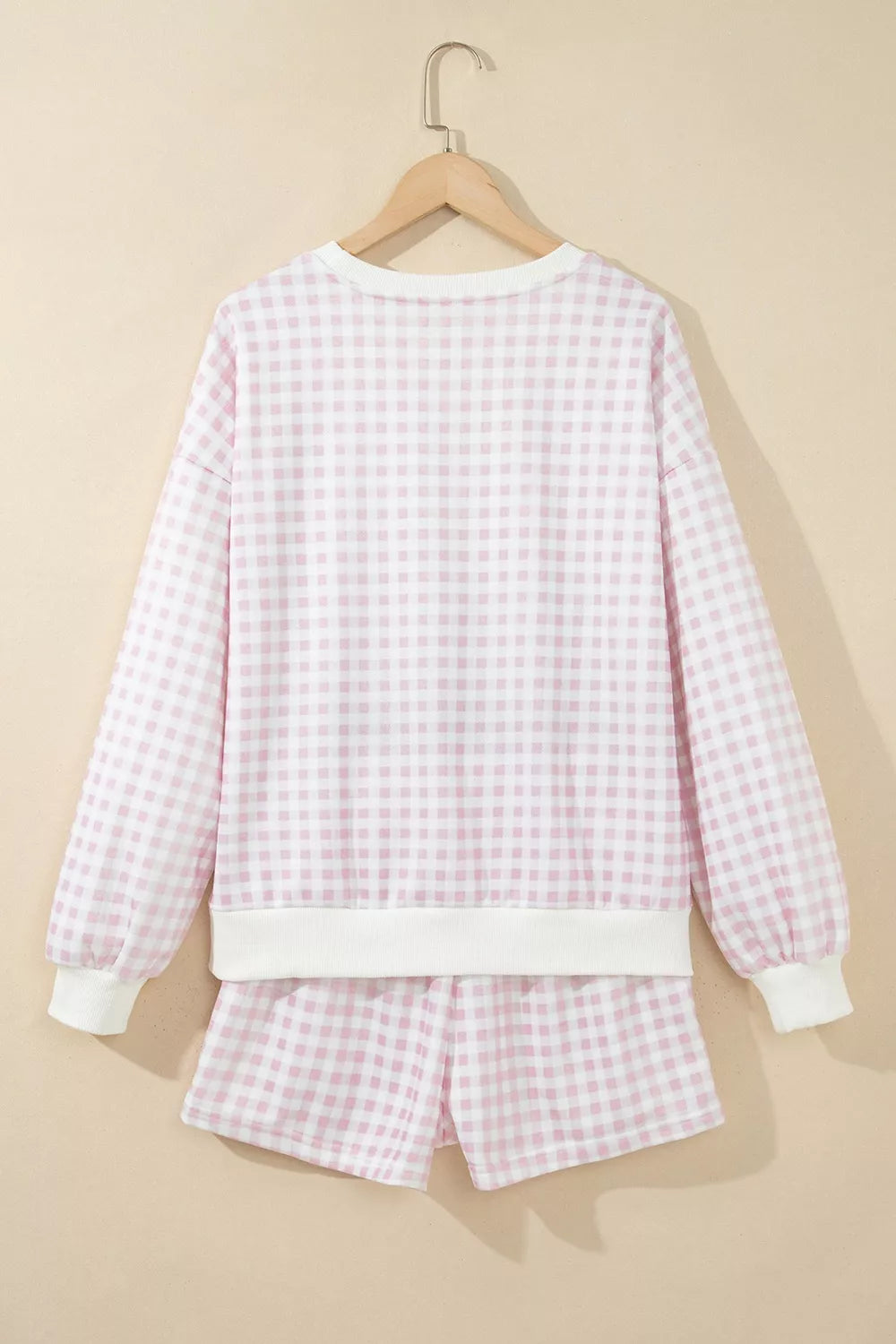 Plaid Sequin Nutcracker Graphic Long Sleeve Shorts Set — garment back