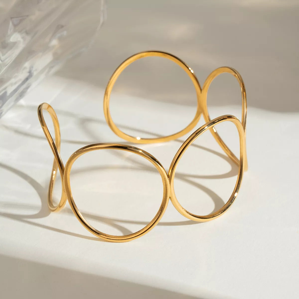 Geometric Open Circle Cuff Bracelet, product view