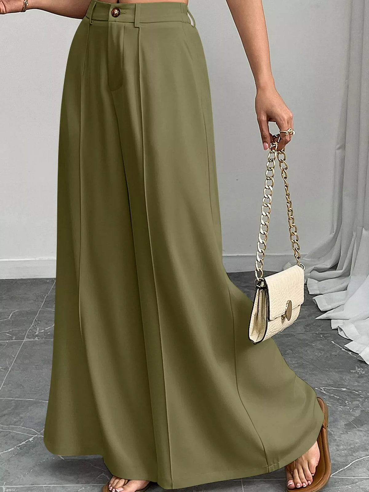 Wide-leg trousers, olive side