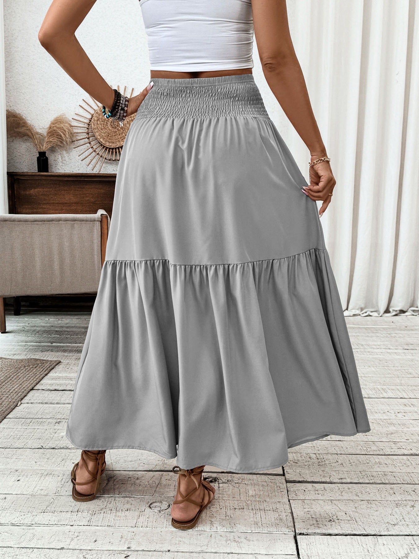 Trendsi Smocked Waist Tiered Skirt -