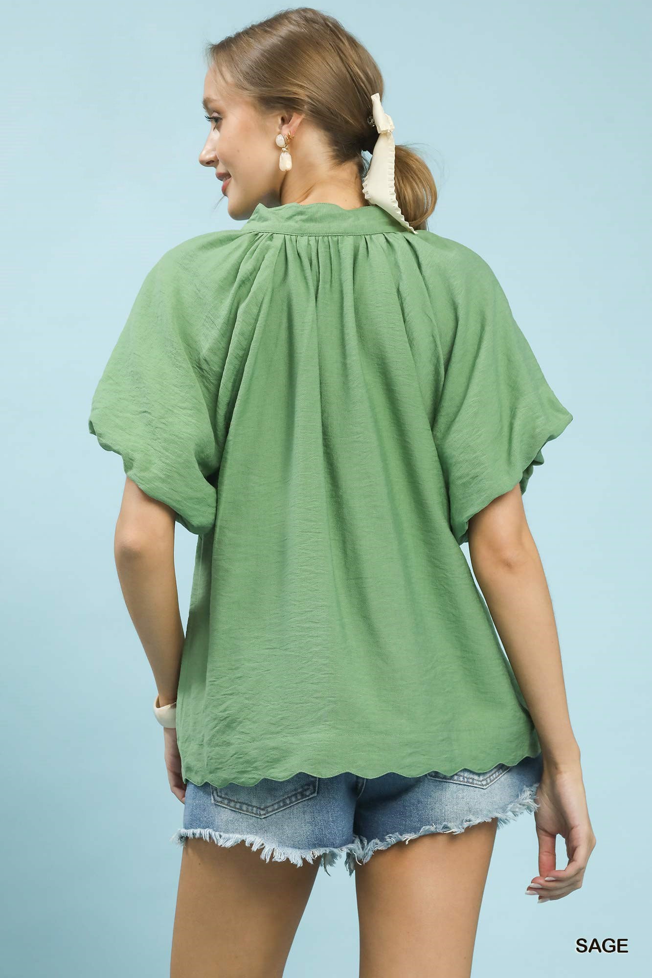 Women's Floral Embroidered Hem Relaxed-Fit Blouse — product view 3