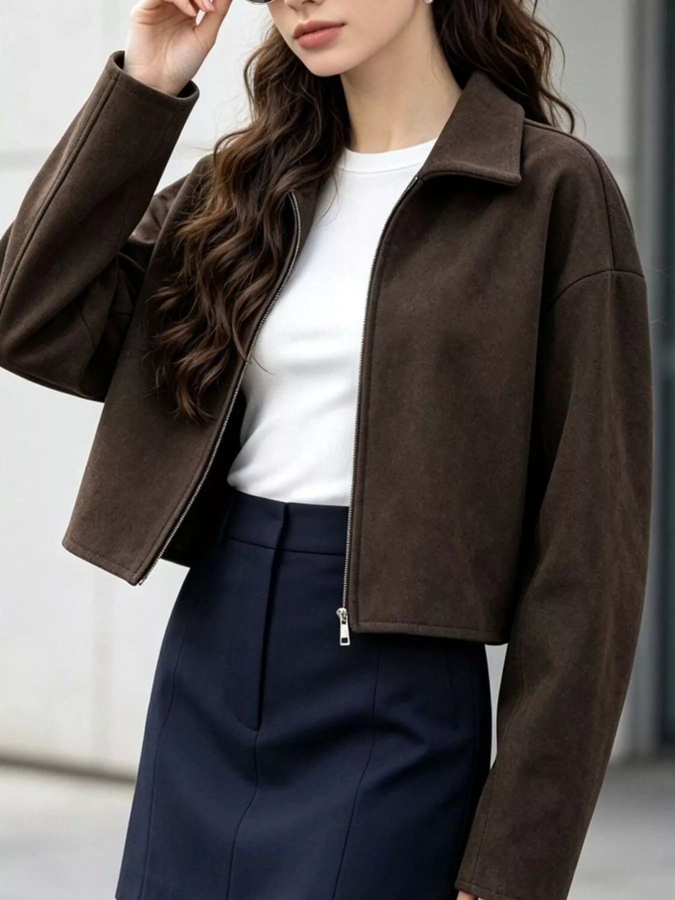Trendsi Zip Up Dropped Shoulder Jacket -