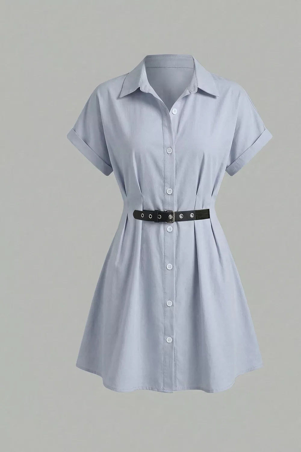 Trendsi Button Up Short Sleeve Shirt Dress -