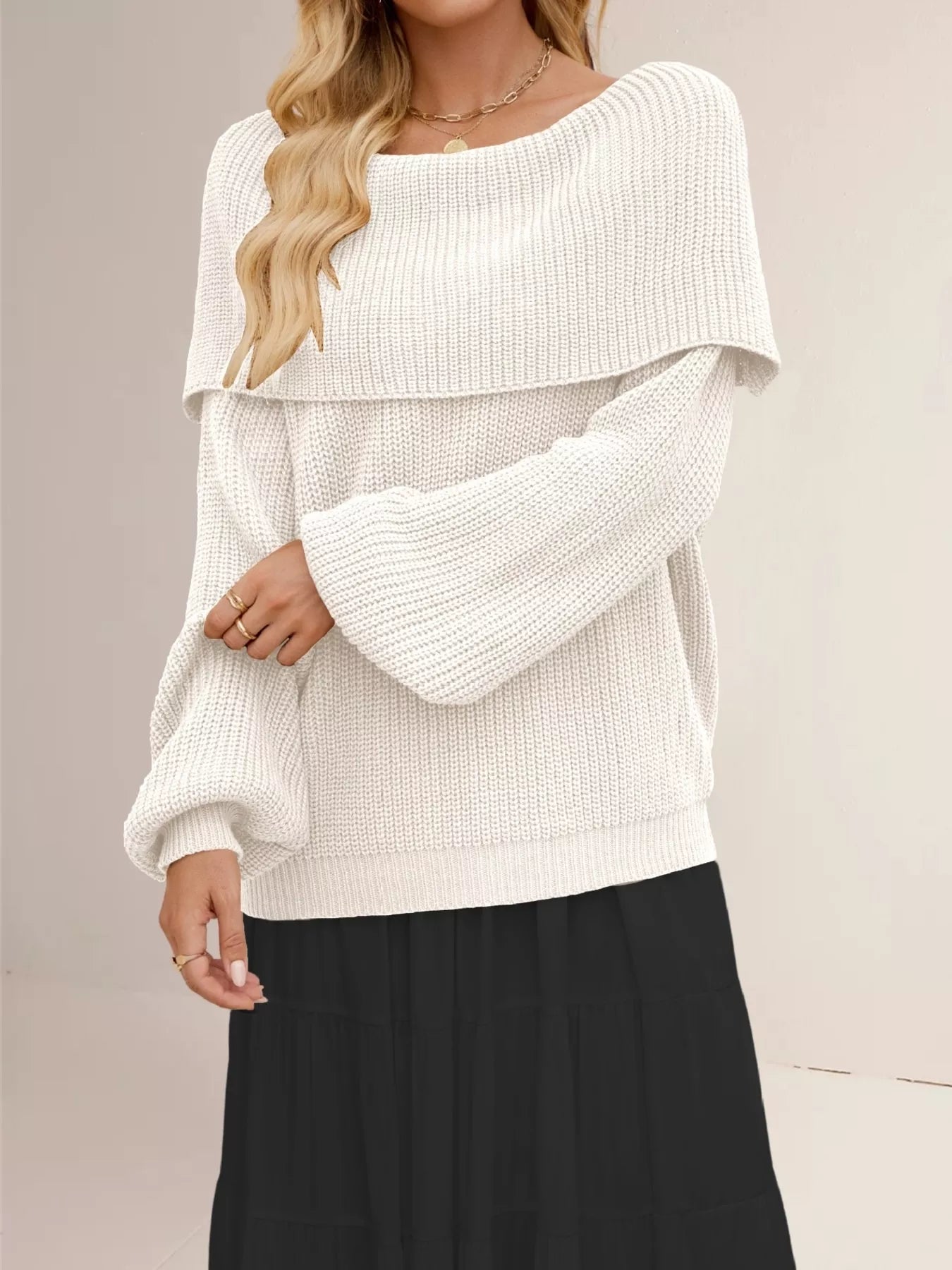 Trendsi Off-Shoulder Long Sleeve Sweater -