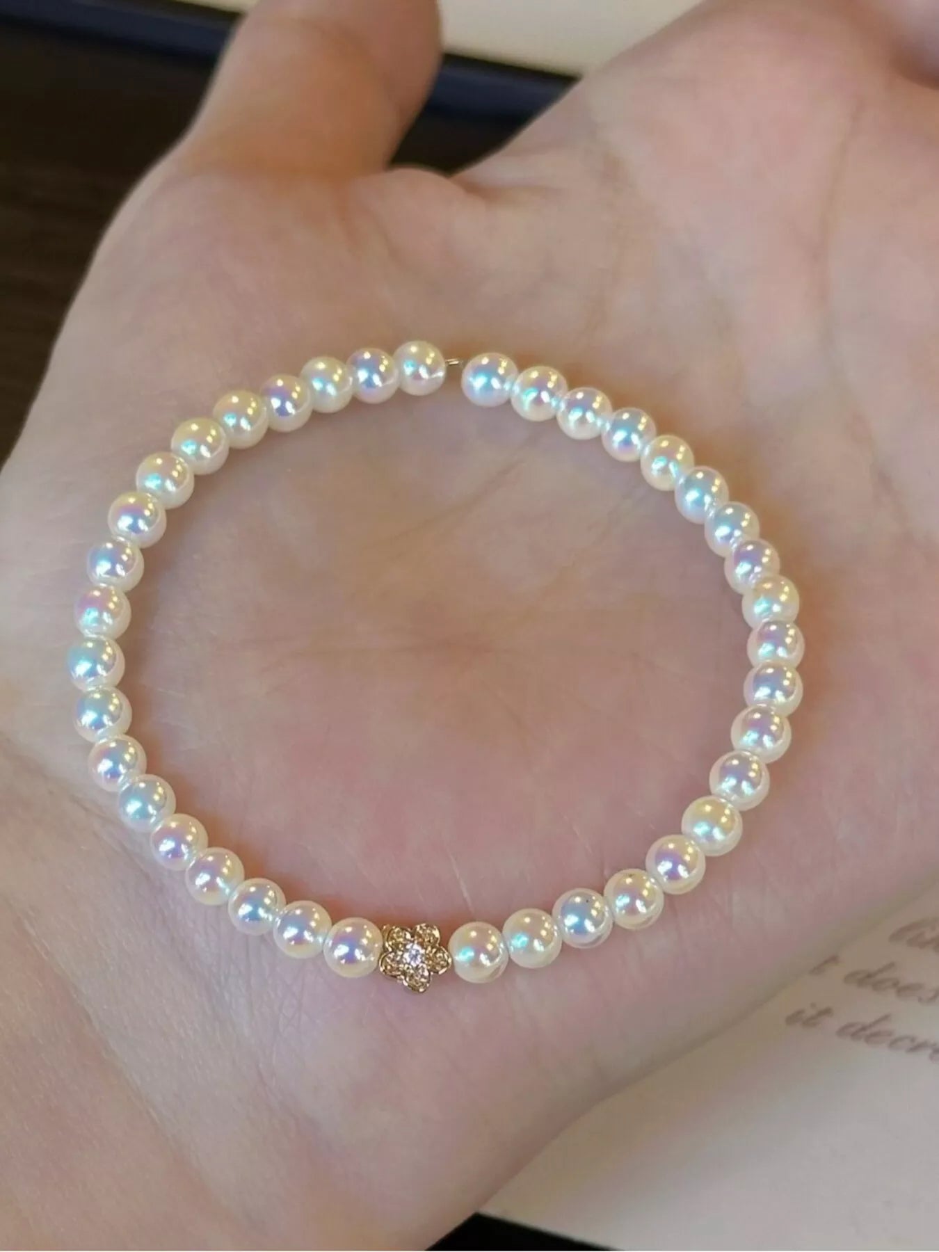 Trendsi Pearl Bracelet with Floral Accent -