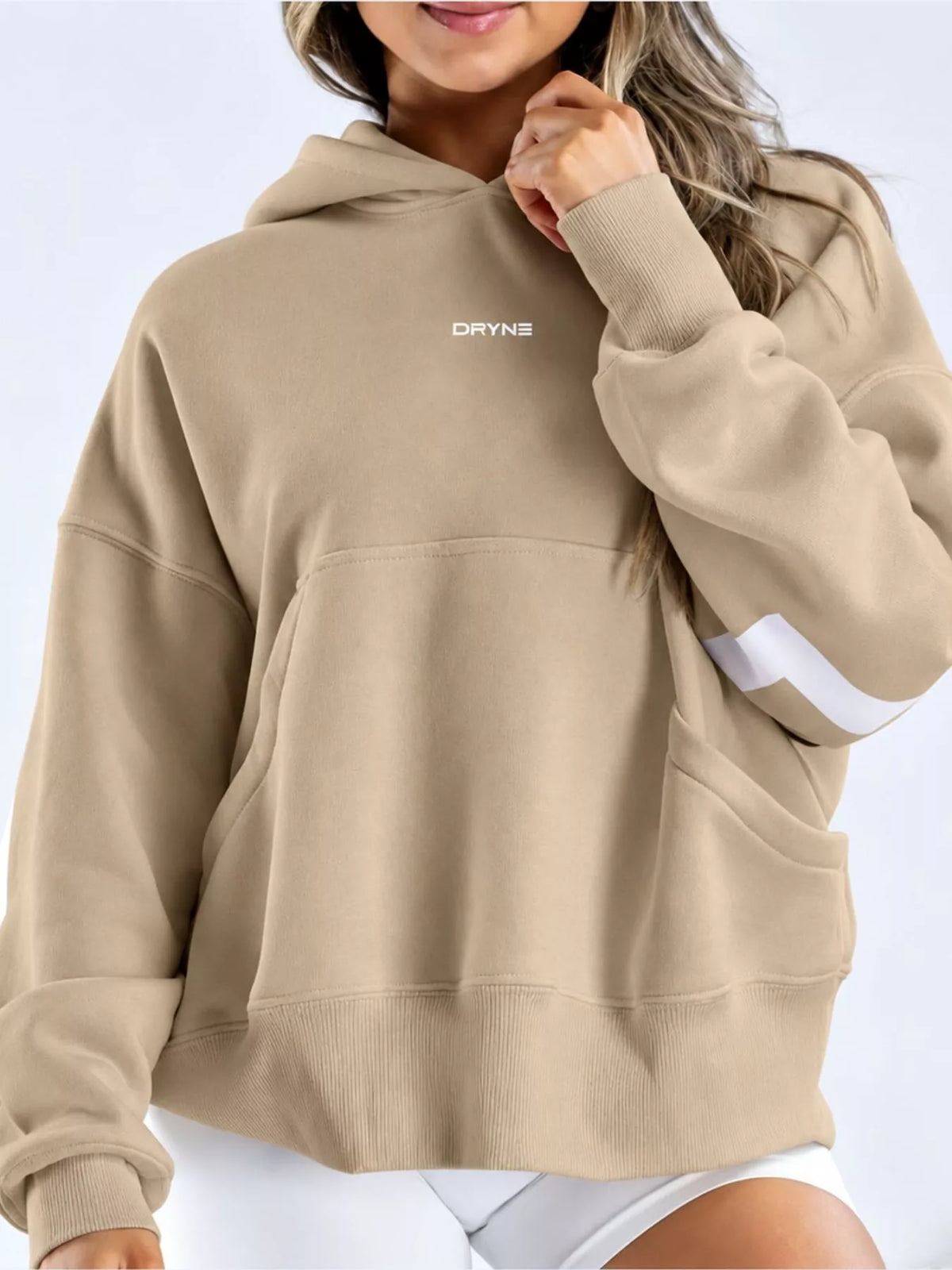 Letter-Back Kangaroo Pocket Hoodie — front view