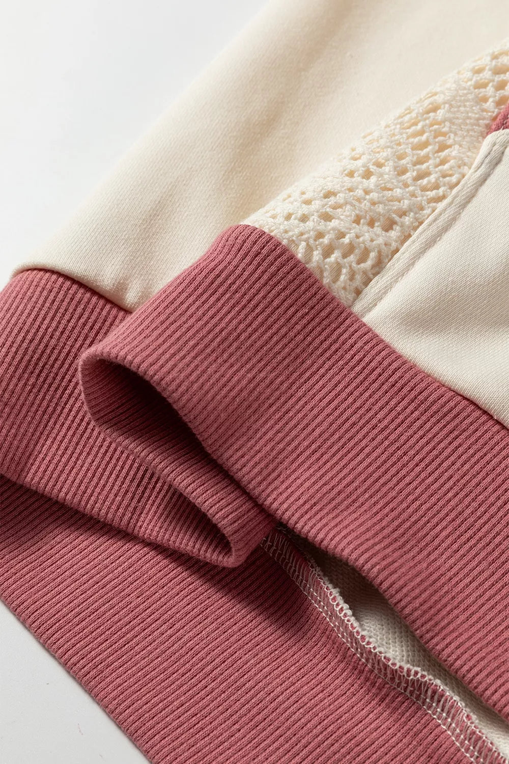 Trendsi Crochet Knit Contrast Trim Hoodie -