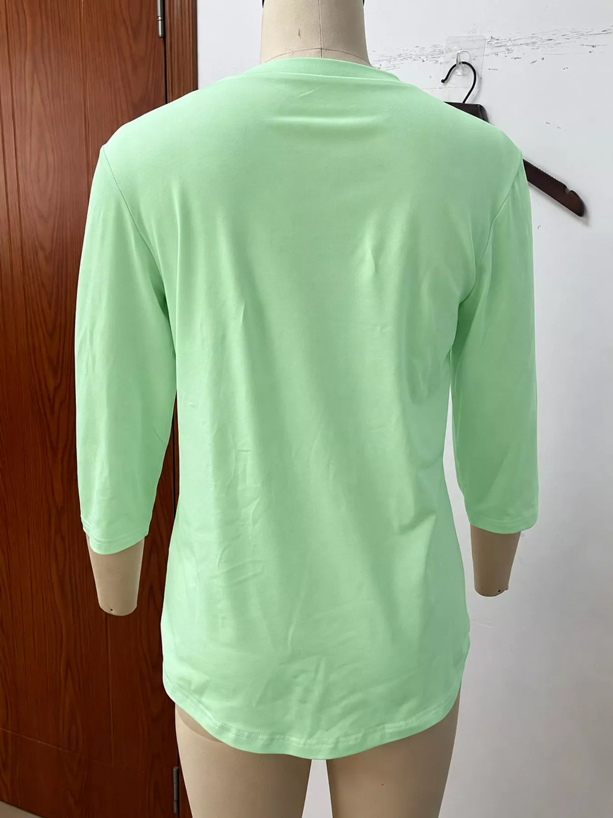 Light Green v-neck half sleeve t-shirt, back view