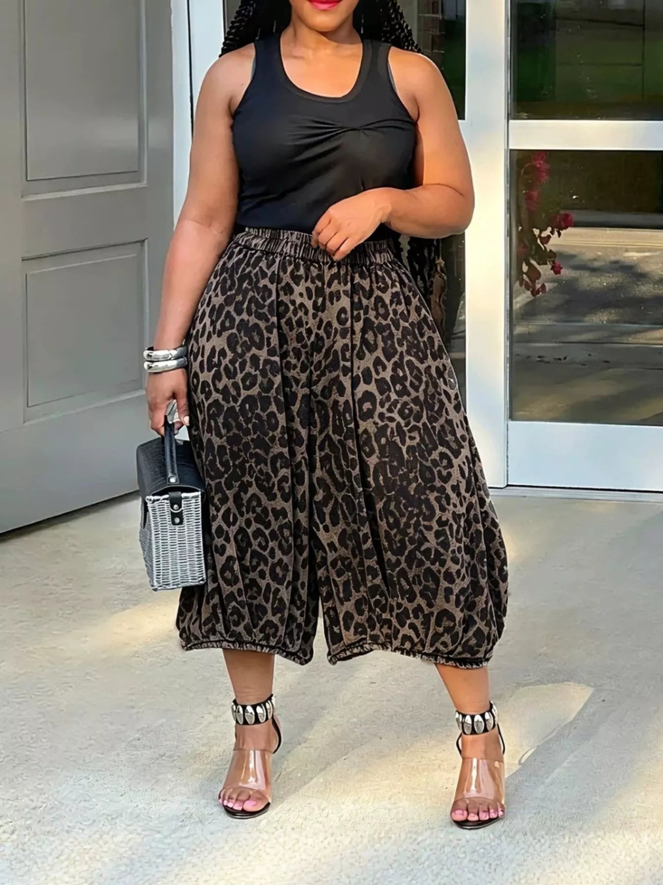 Trendsi Elastic Waist Wide Leg Pants -