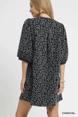 Trendsi Umgee Leopard Print Jacquard Mini Dress -