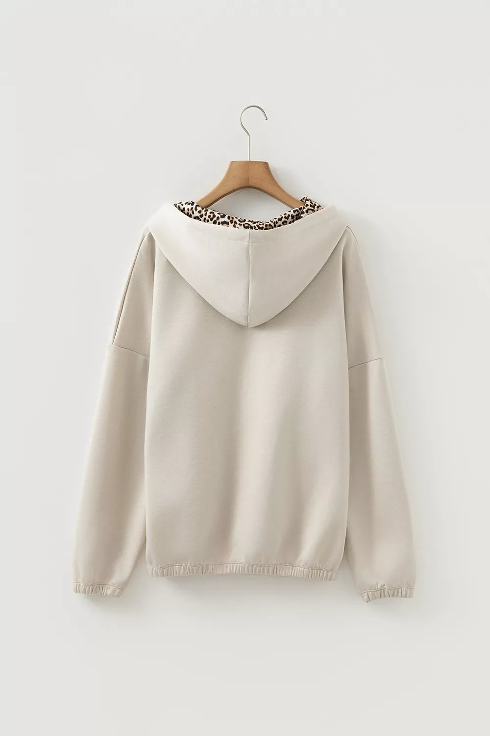 Trendsi Leopard Print Lined Hoodie with Drawstring -