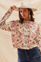Trendsi SO ME Floral Print Button Front Sweater Cardigan -