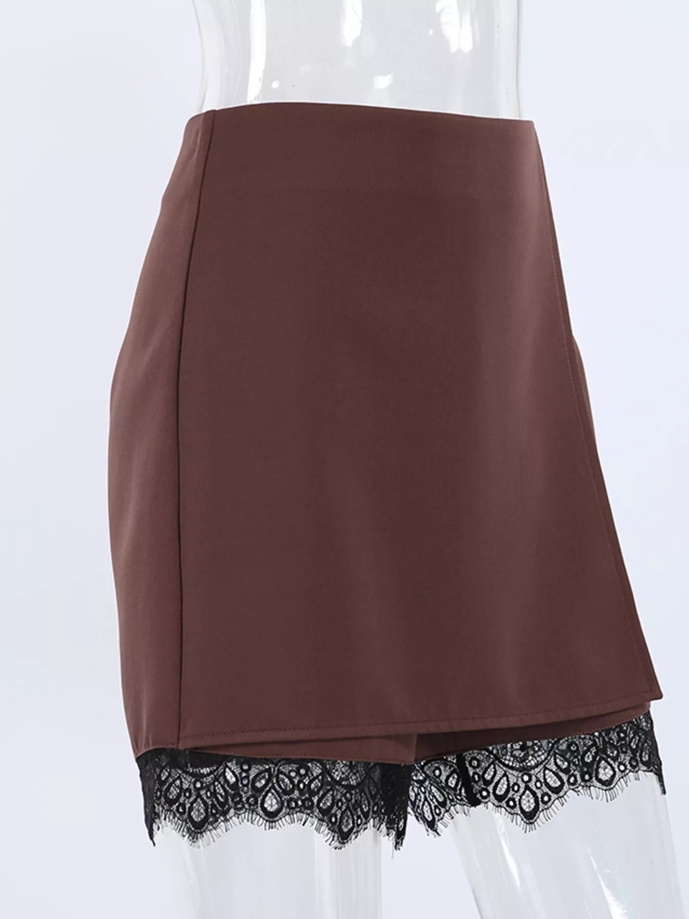 Trendsi High-Waisted Lace Hem Skort -