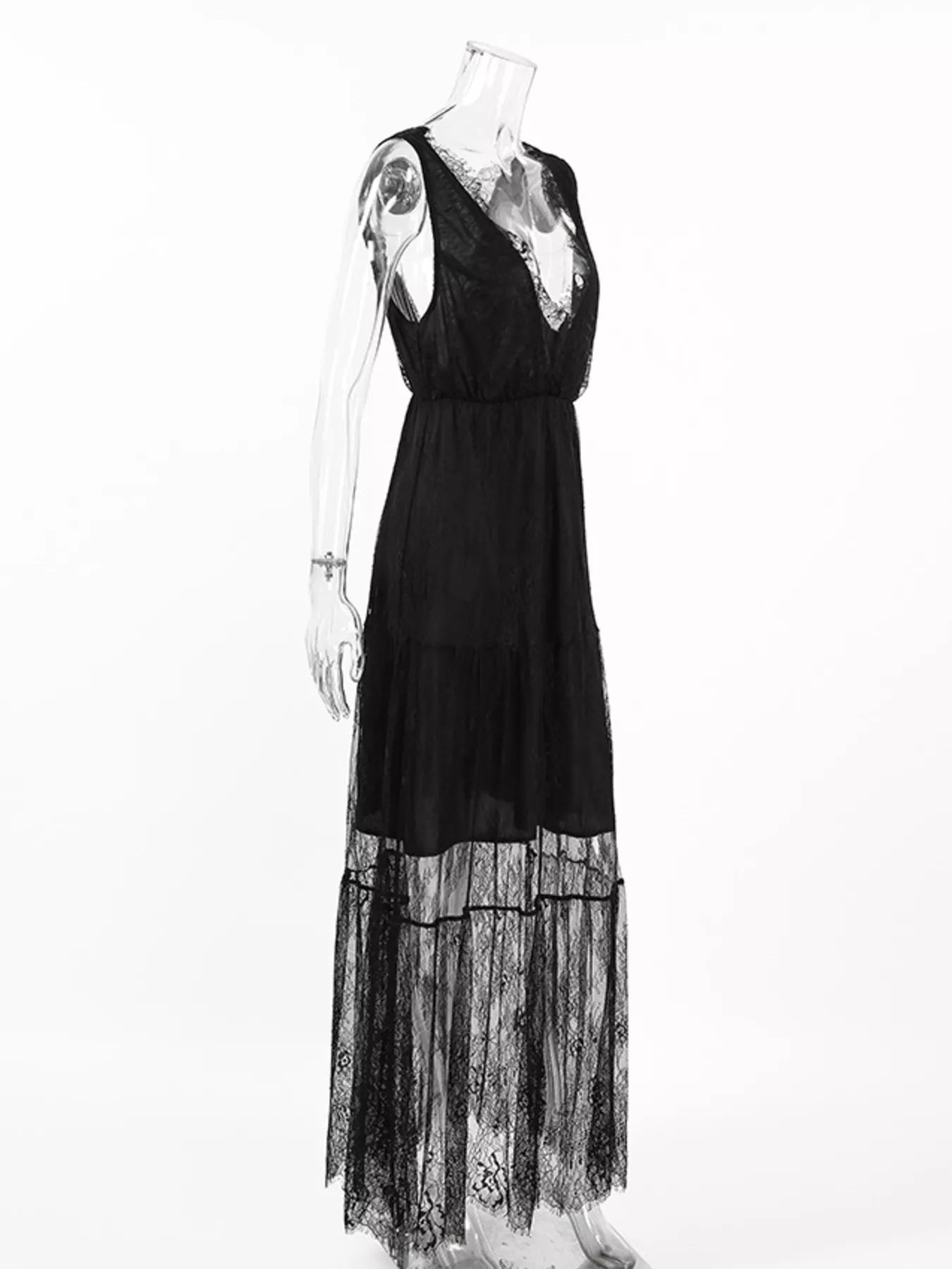 Trendsi Lace V-Neck Sleeveless Maxi Dress -