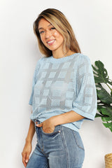 Trendsi Mandy Ribbed Trim Round Neck Knit Top -