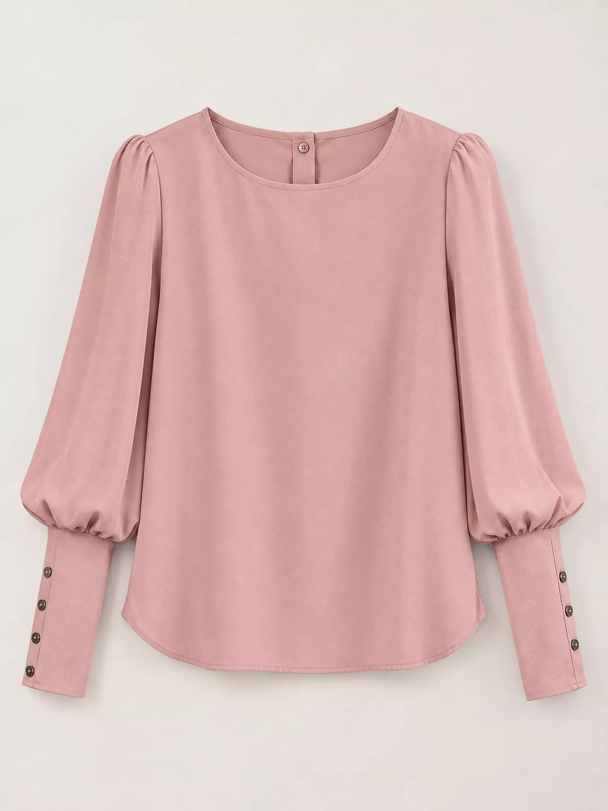 Decorative Button Lantern Sleeve Blouse — garment front