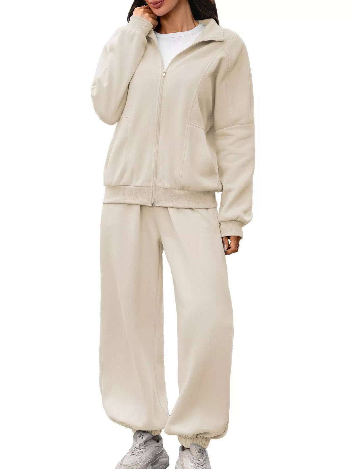 Trendsi Zip-Up Long Sleeve Top and Pants Set -