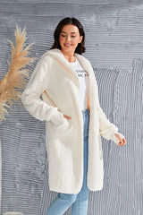 Trendsi Double Take Full Size Hooded Teddy Bear Jacket with Thumbholes - Outerwear
