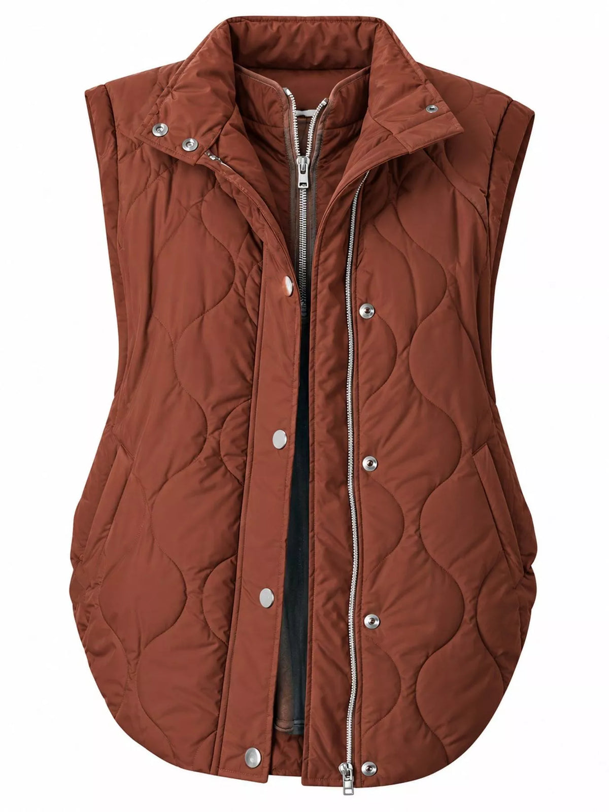 Quilted Snap-Front Vest — garment front
