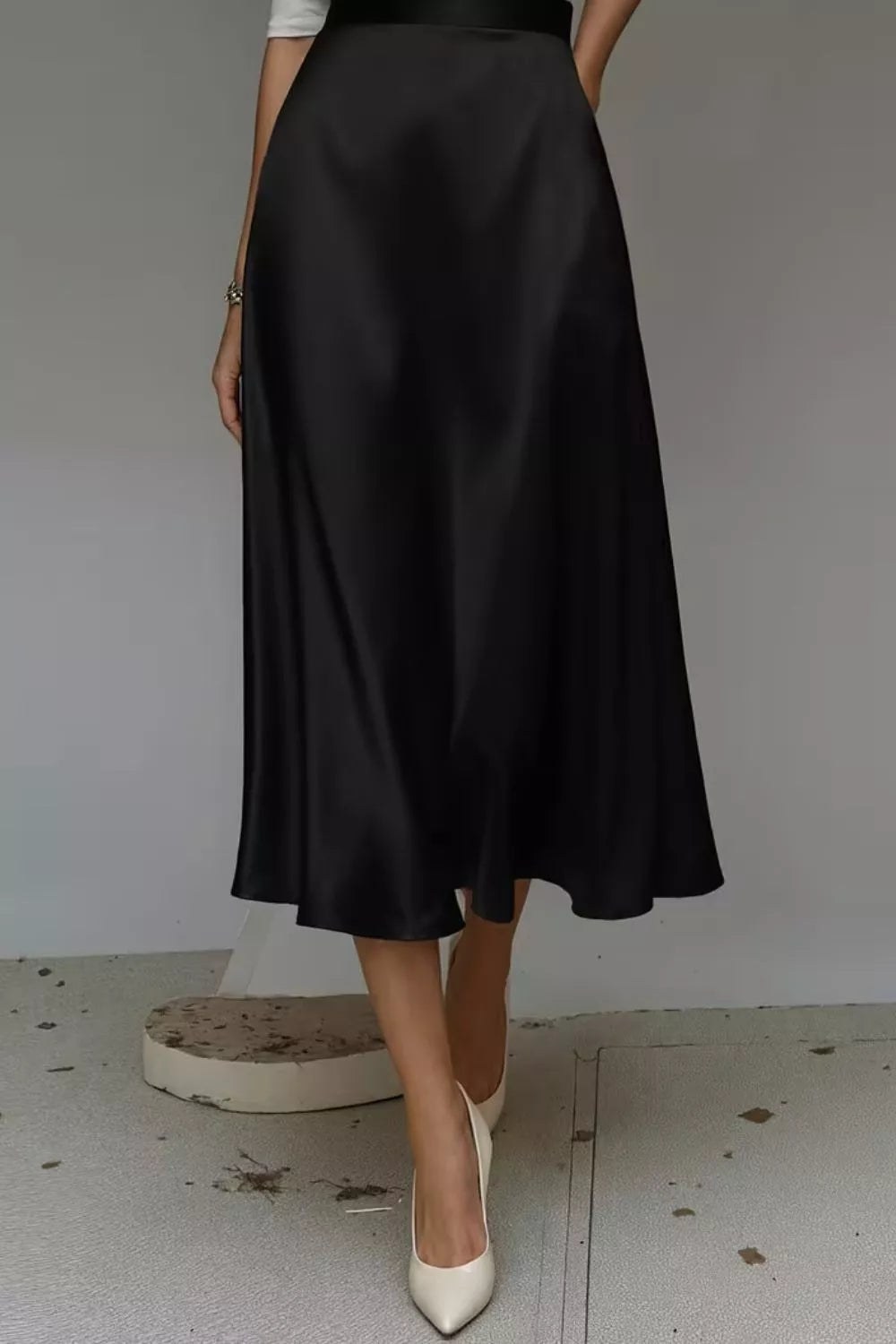Trendsi Satin A-Line Midi Skirt -