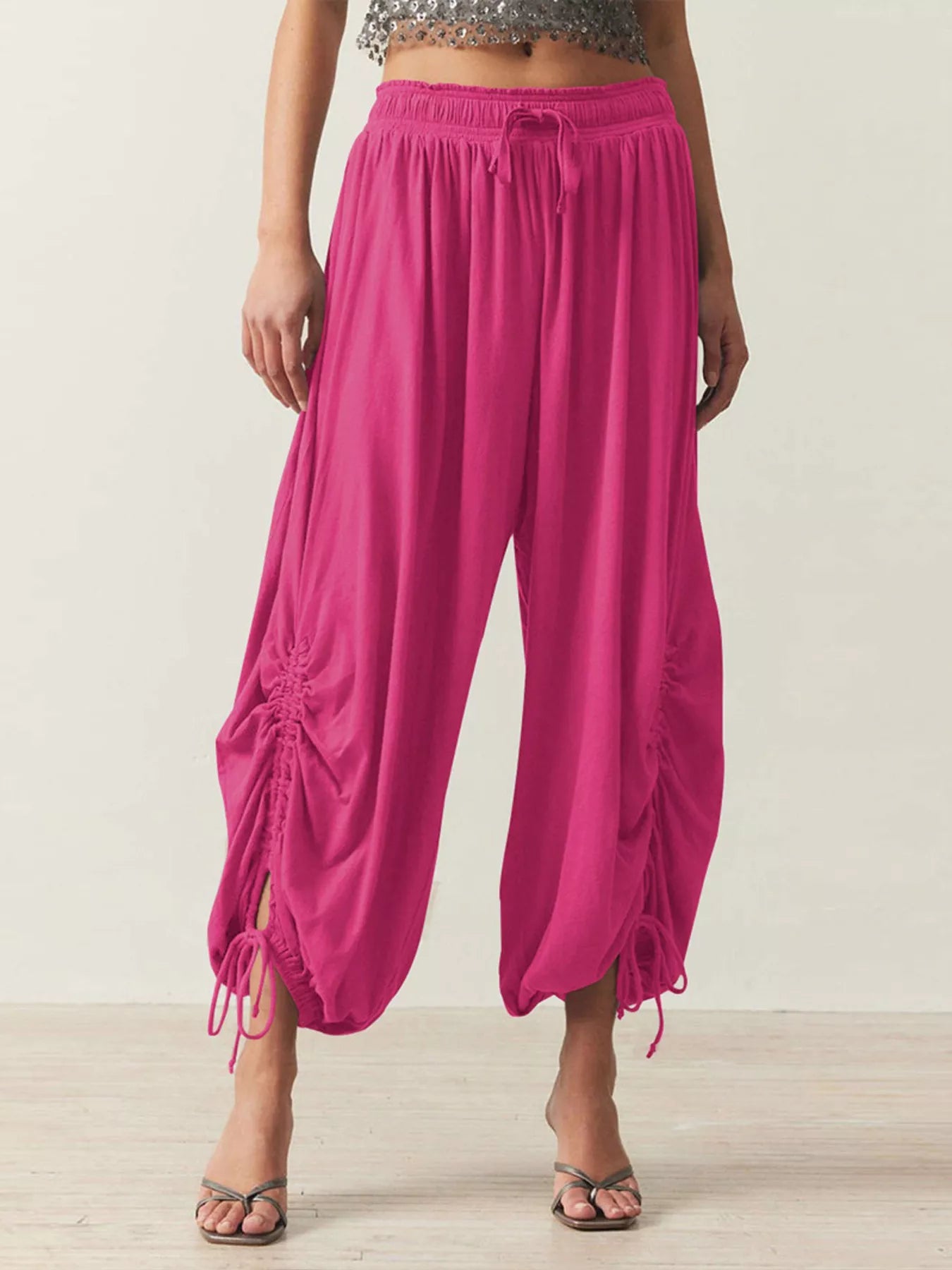 Trendsi Ruched Drawstring Harem Pants -