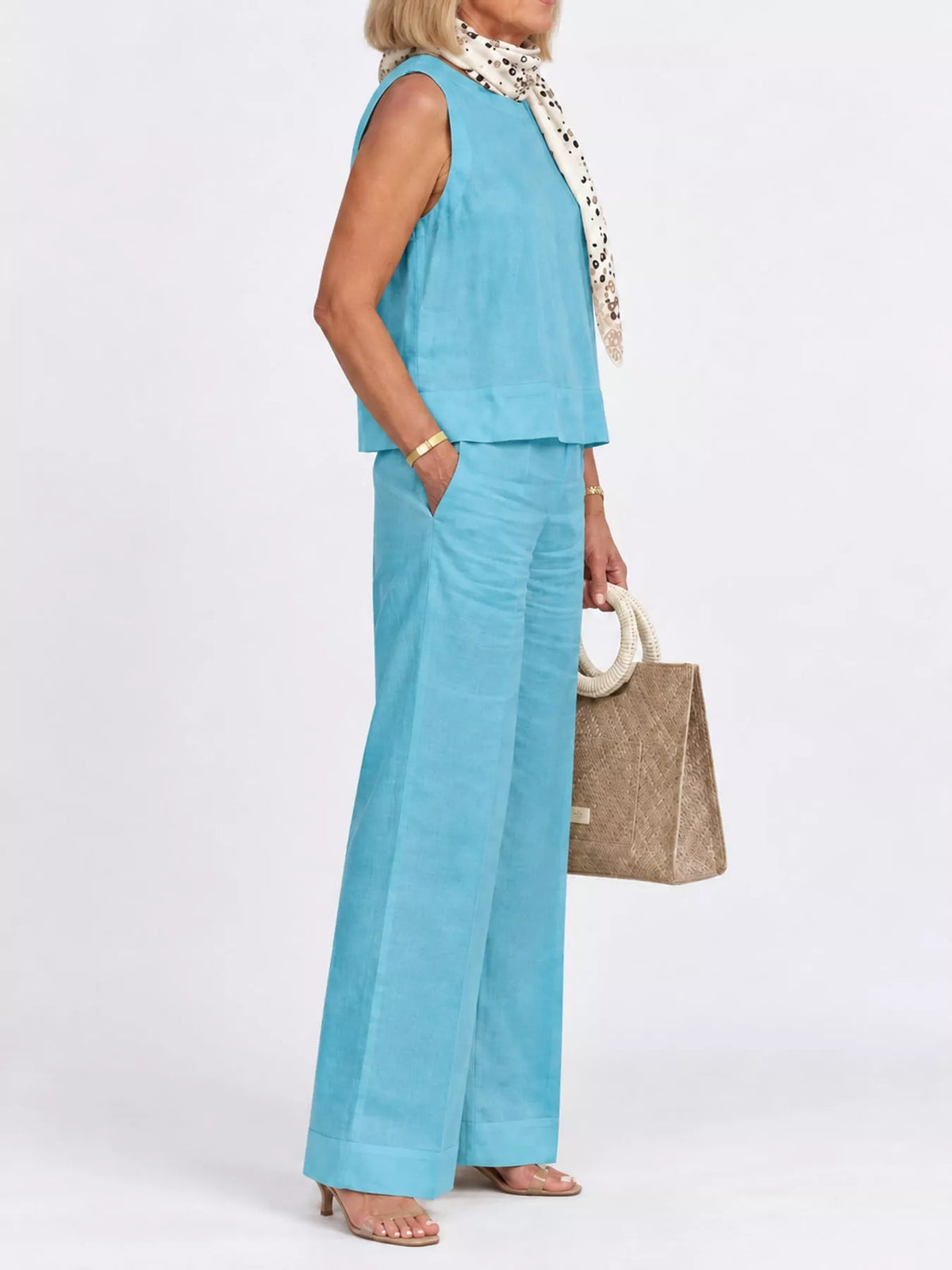 Sleeveless Top and Wide-Leg Pants Set — side view