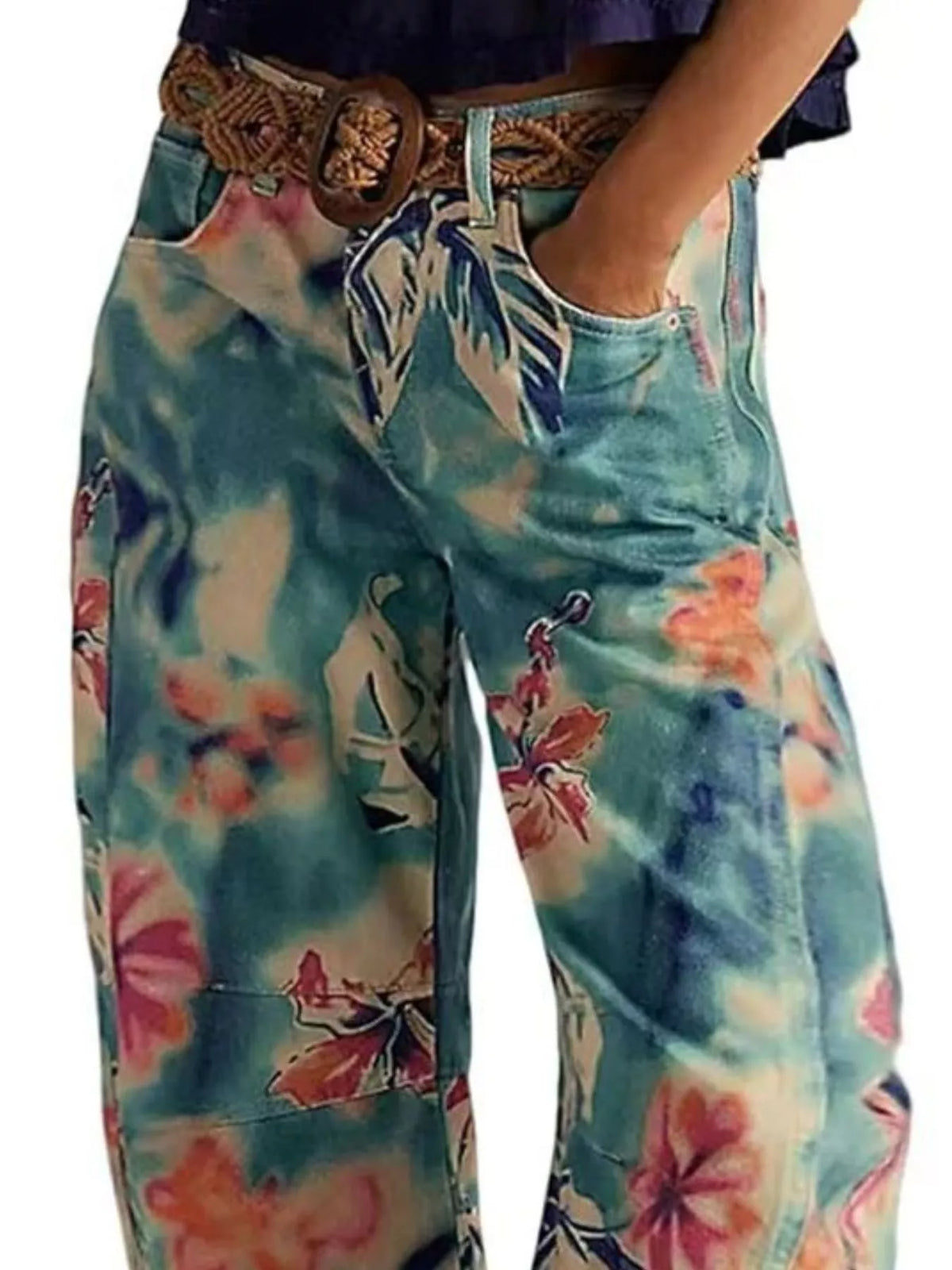 Trendsi Printed Wide-Leg Jeans -