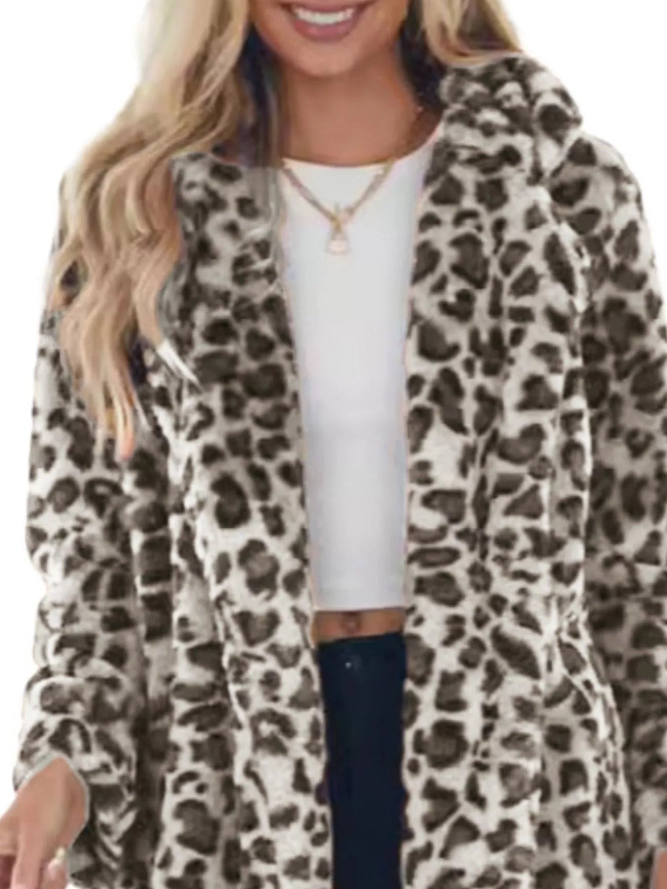 Leopard open-front outerwear jacket