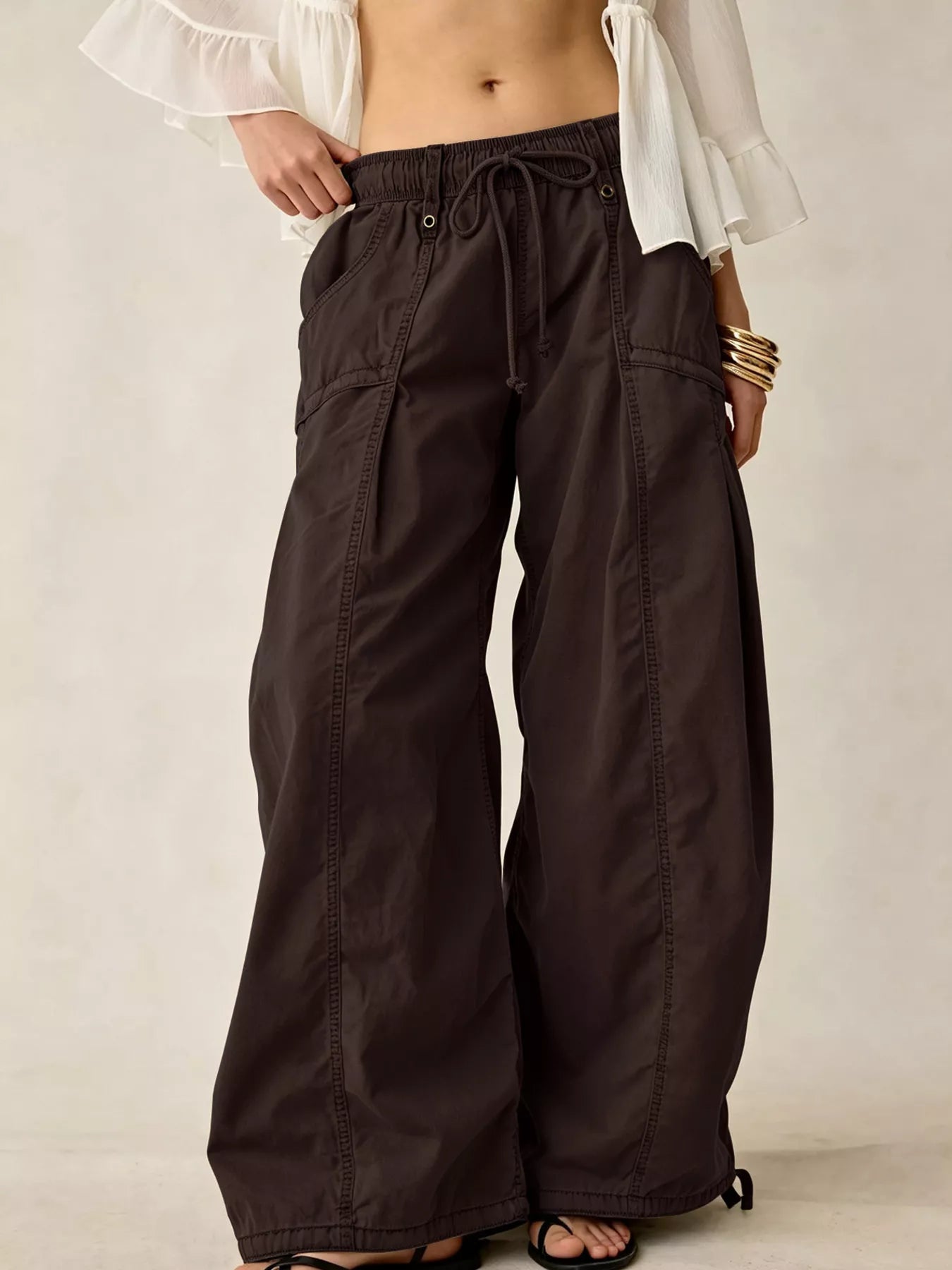 Trendsi High-Waisted Cargo Wide-Leg Pants -