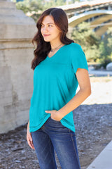 Trendsi Basic Bae Full Size V-Neck Short Sleeve T-Shirt -