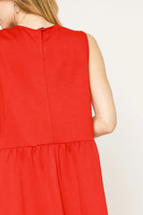 Trendsi Umgee Round Neck Sleeveless Tank Dress with Pockets -