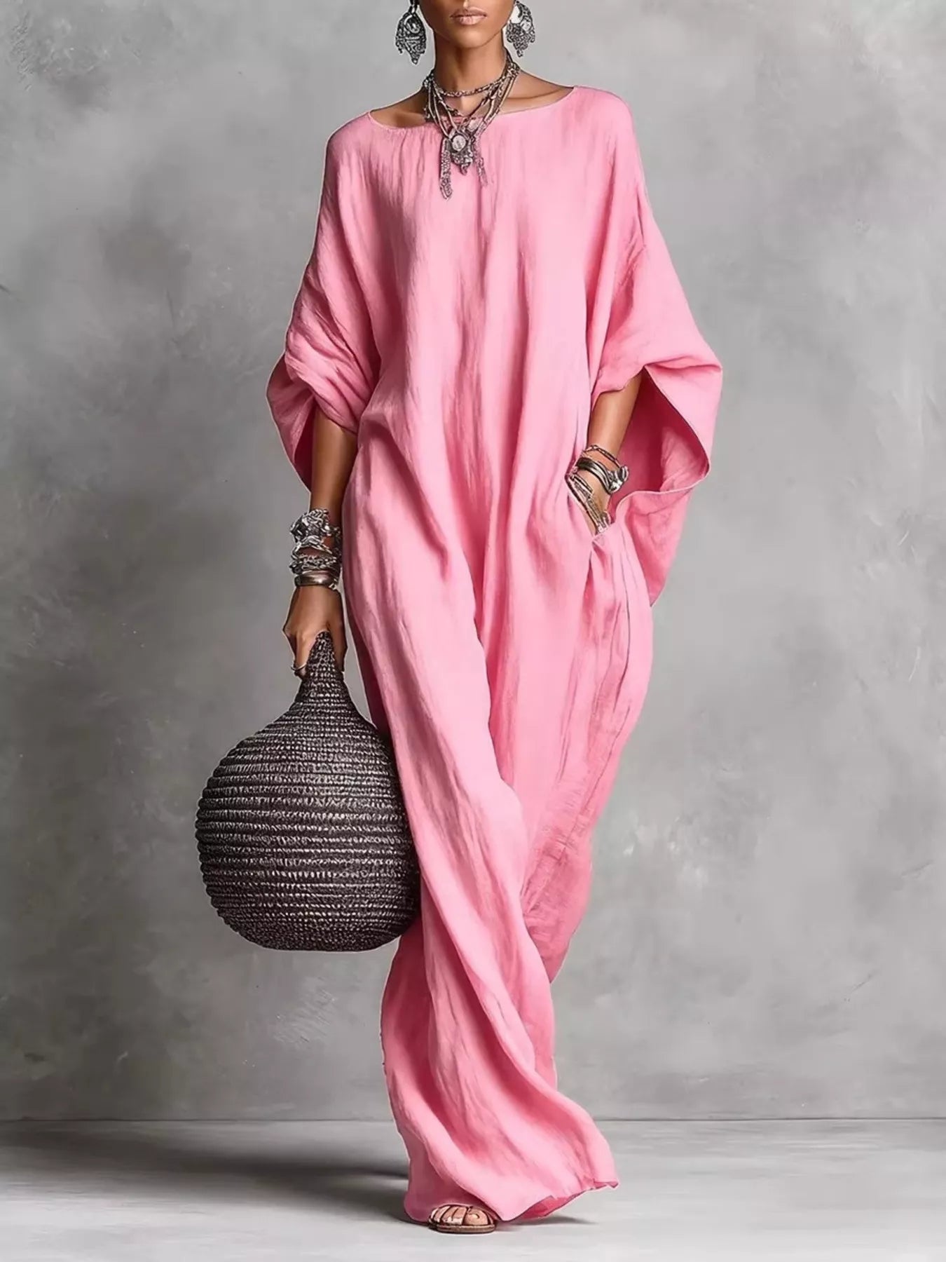 Trendsi Loose Fit Boat Neck Maxi Dress - Dresses