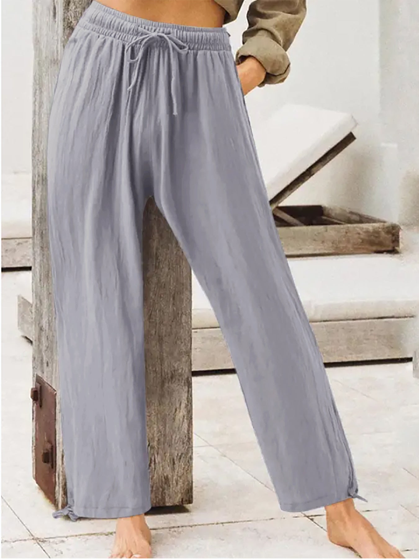 Trendsi Full Size Casual Drawstring Wide-Leg Pants Plus Size - Pants