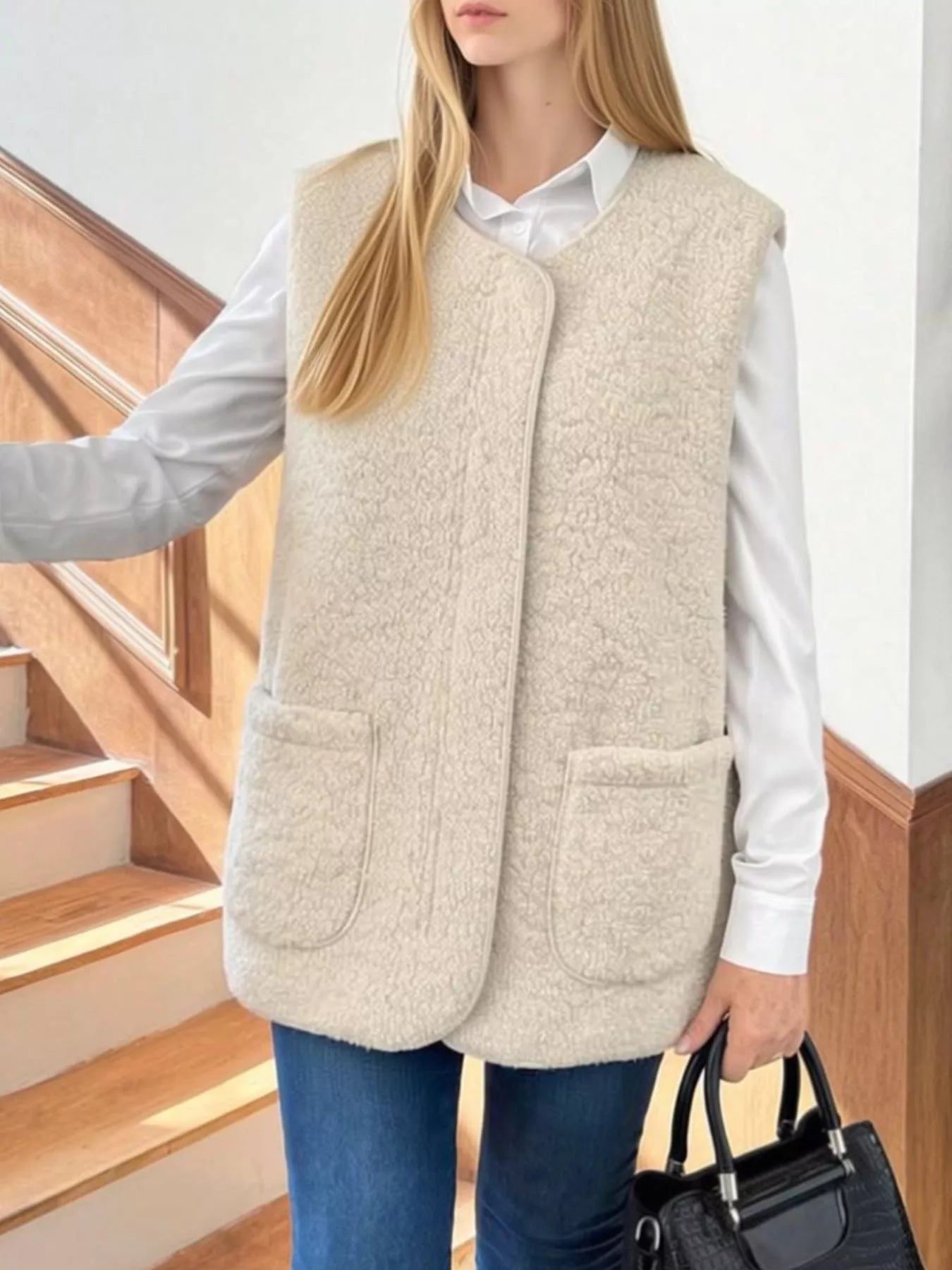 Trendsi Sherpa Sleeveless Vest Coat -