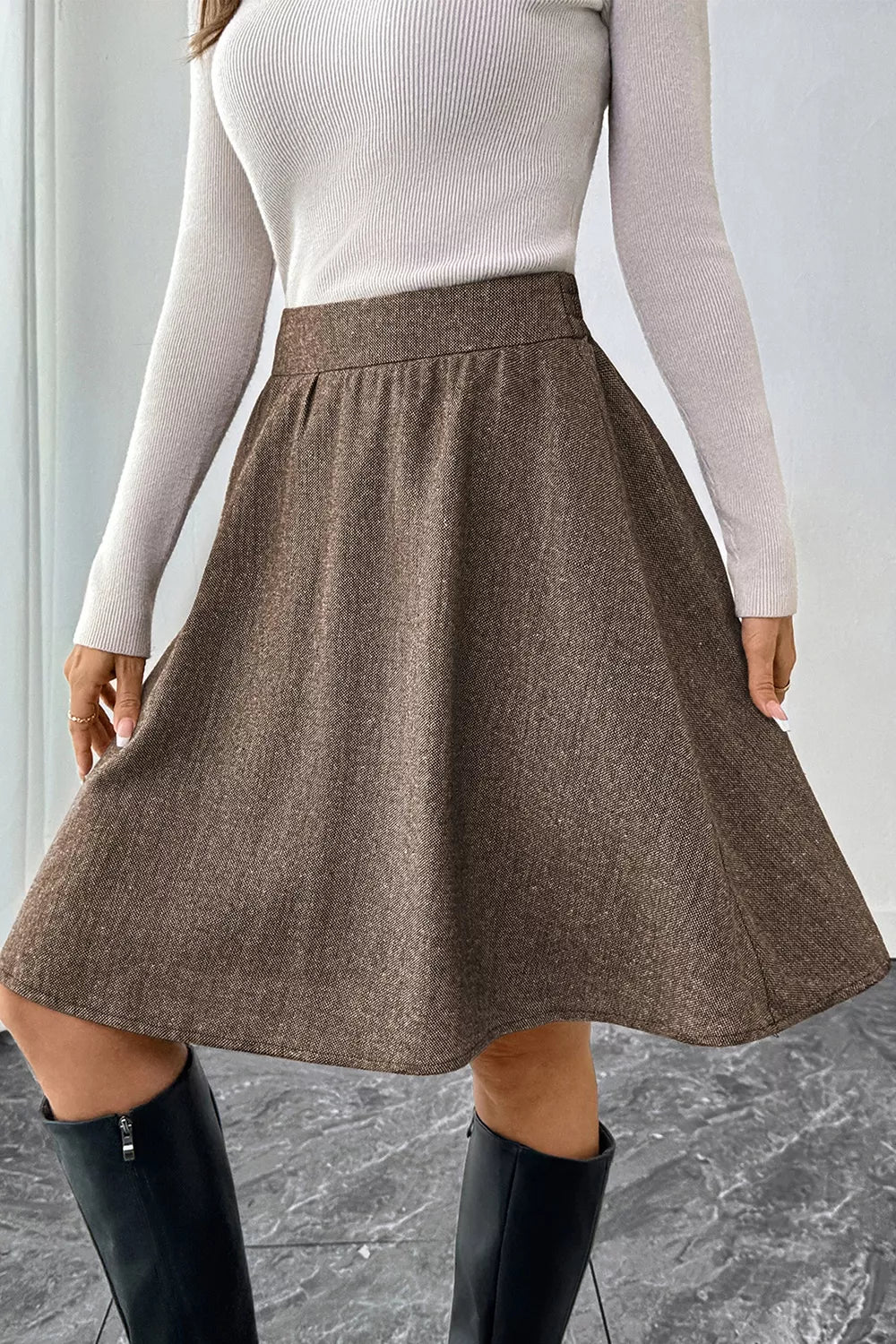 Trendsi A-Line Textured Skirt -