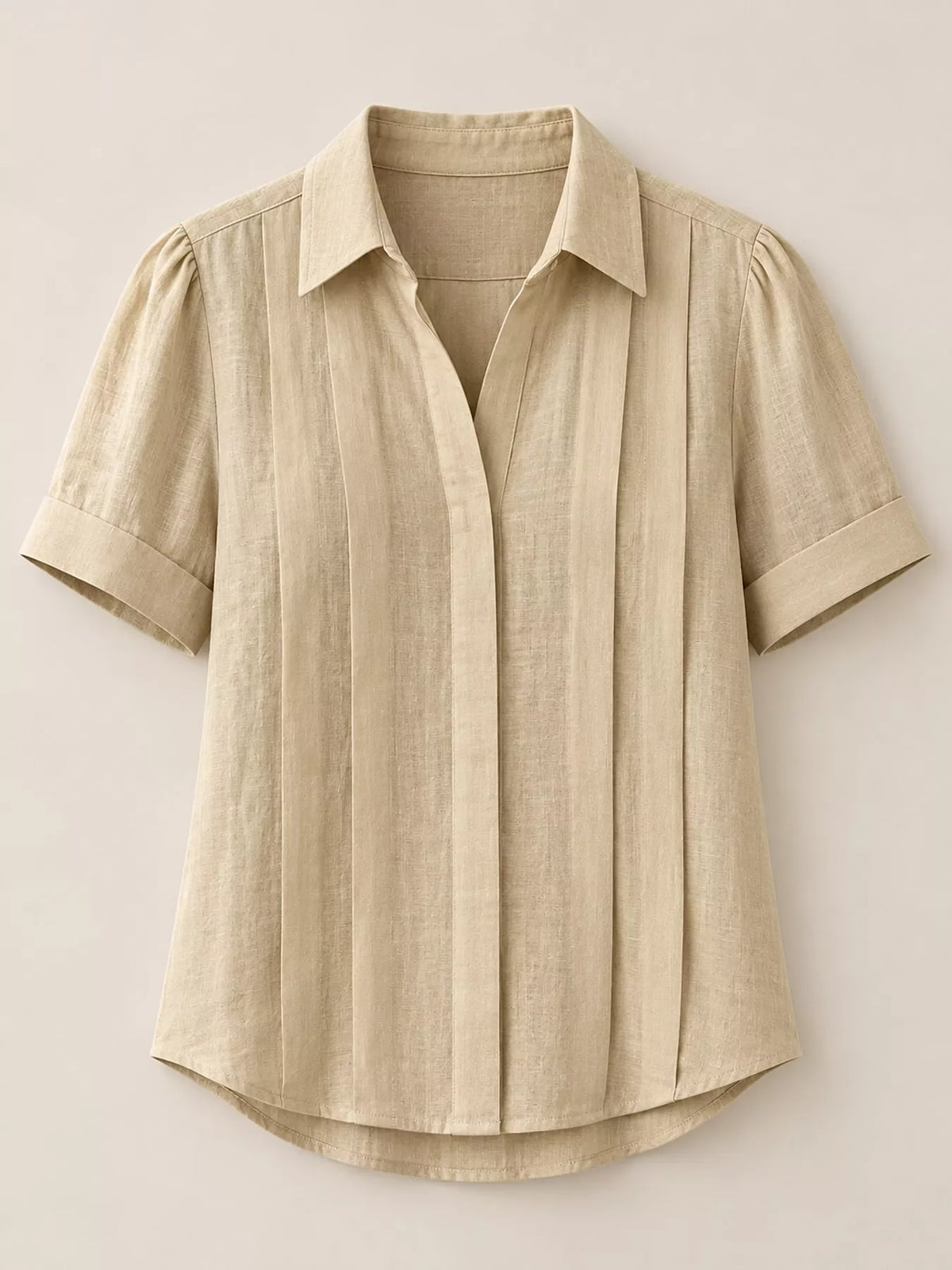 Khaki button up short sleeve shirt