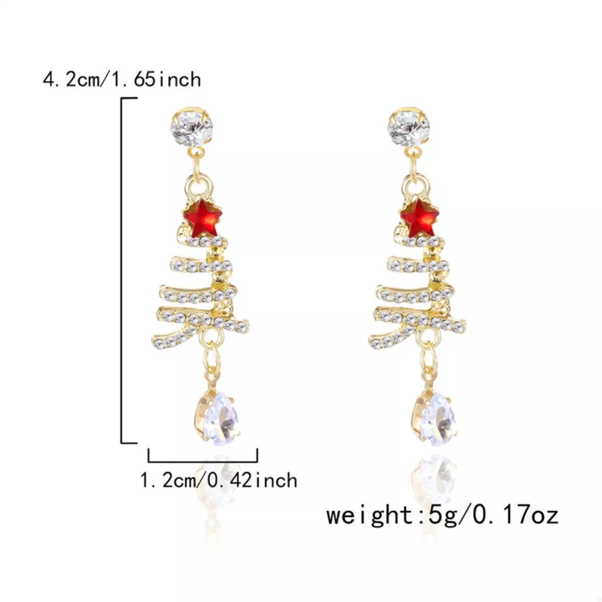 Trendsi 18K Gold-Plated Christmas Tree Earrings -