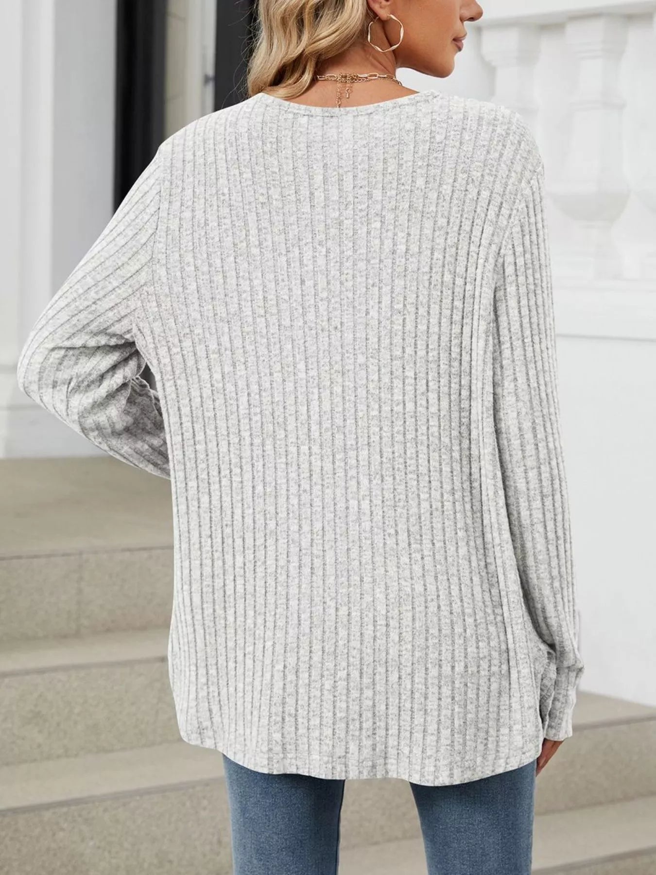 Trendsi Ribbed Button-Up Cardigan -