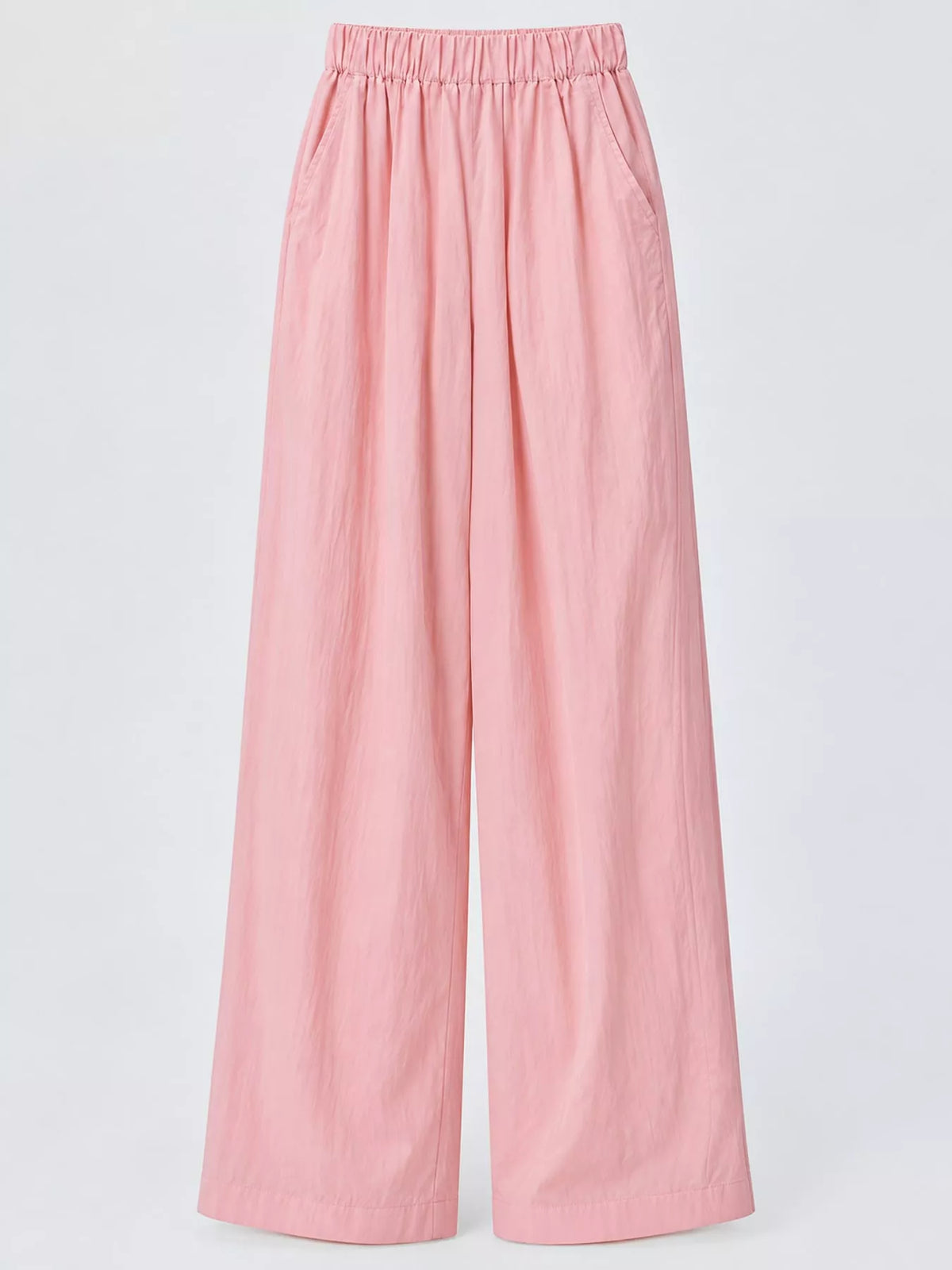 Women's High-Waisted Loose Fit Wide-Leg Casual Pants in pink — flat lay view