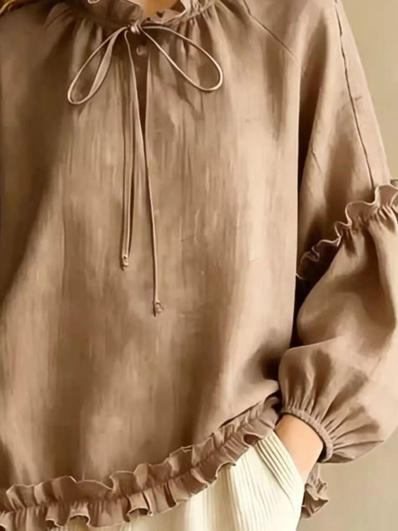 Trendsi Frill Balloon Sleeve Blouse -
