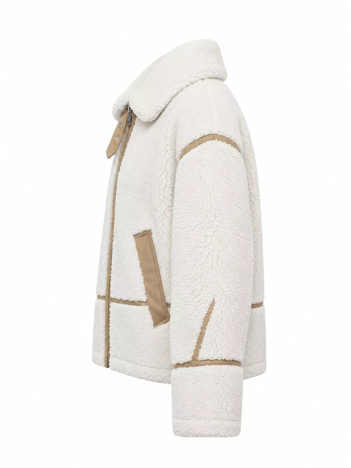 Contrast Trim Zip-Up Sherpa Jacket — side view