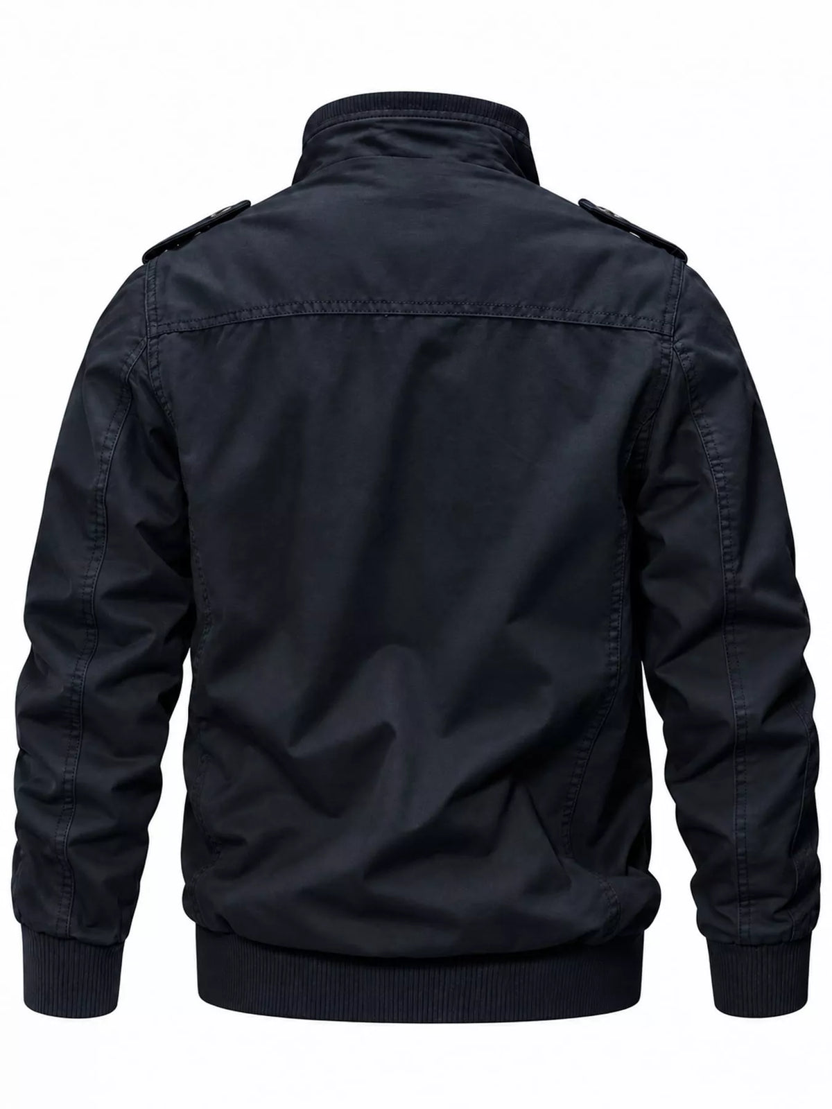 Multi-Pocket Tactical Bomber Jacket — back view